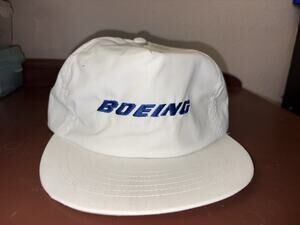 Vintage BOEING ownco snapback hat White Blue Print Made In uSA